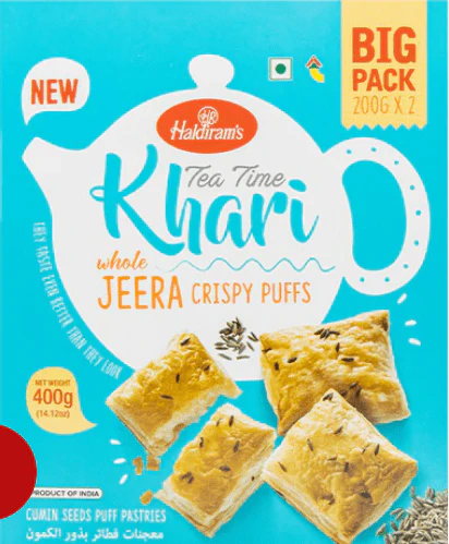 haldirams khari jeera crispy puffs 400g