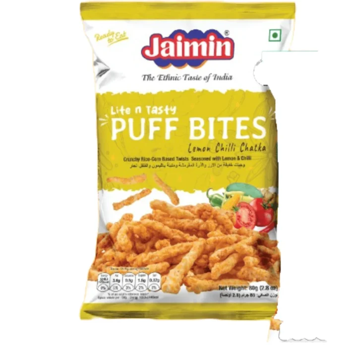 jaimin puff bites lemon chilli chatka 80g