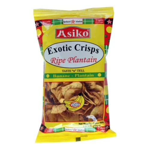 asiko exotic crisps ripe plantain salted 75g