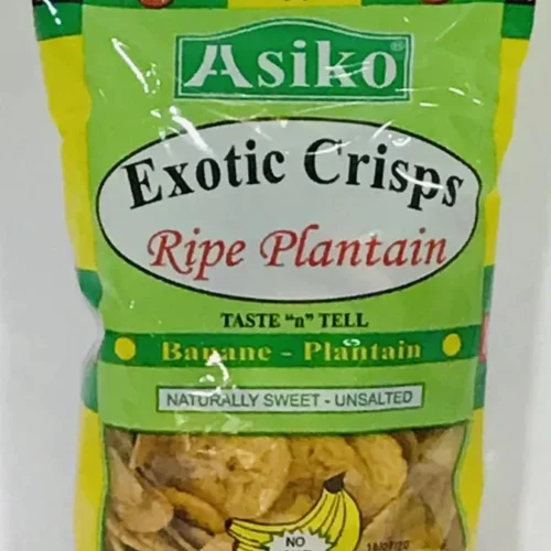 asiko exotic crisps ripe plantain unsalted 75g