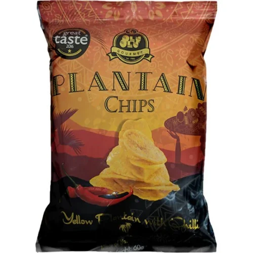 olu olu yellow plantain chips with chilli 60g
